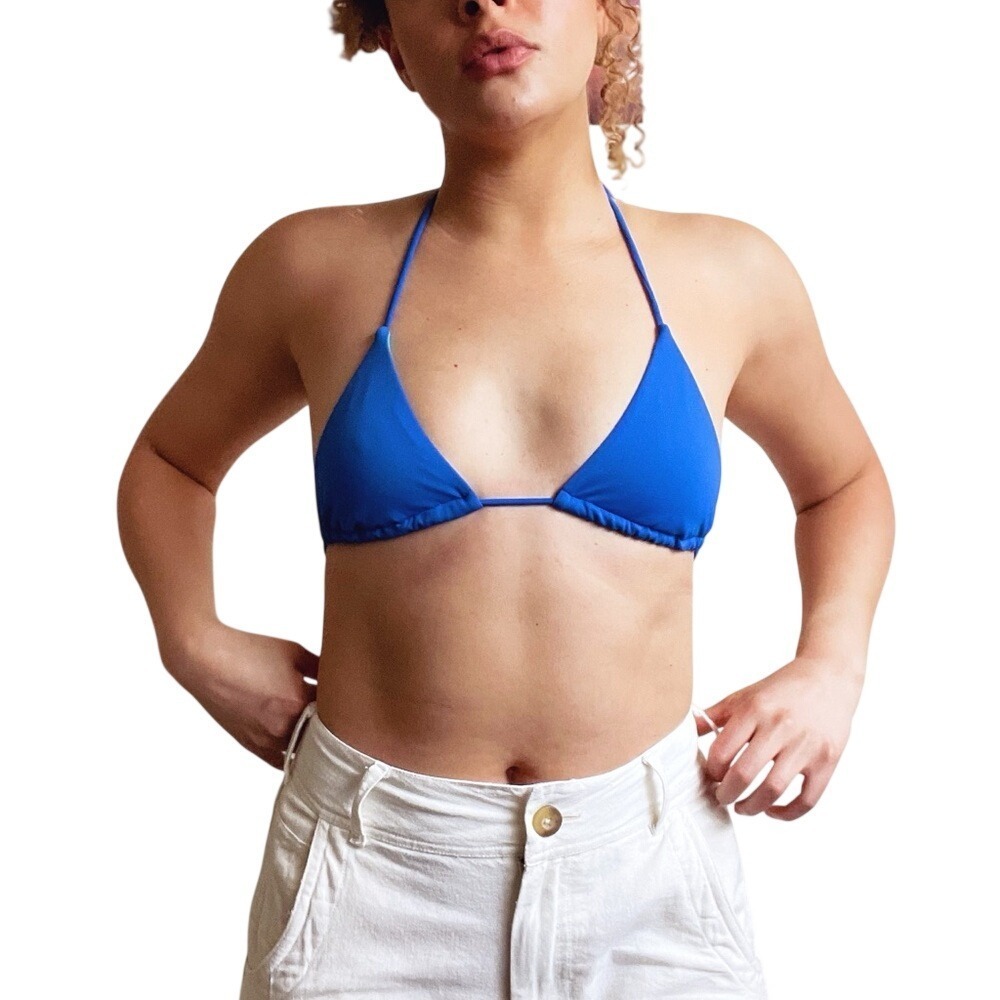 Victoria's Secret Vintage Y2K Maximalist Bright Cobalt Blue Triangle Bikini Top